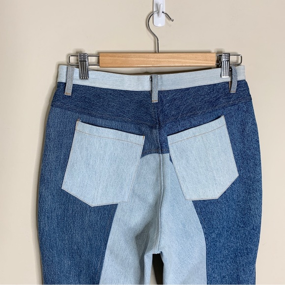 NEW EB Denim Kendall Riding Jeans (Sz L) Straight Leg Color Block Patchwork - Picture 10 of 16